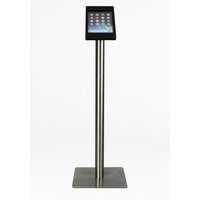 iPad mini floor stand Fino black / stainless steel, with luxury acrylic tablet casing.