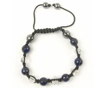Shamballa armband donkerblauw/antraciet Shamballa armband donkerblauw/antraciet