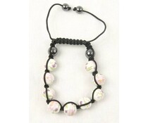 Shamballa armband wit motief/antraciet Shamballa armband wit motief/antraciet