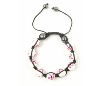 Shamballa armband wit motief/antraciet Shamballa armband wit motief/antraciet