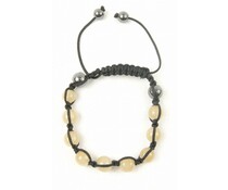 Shamballa armband antraciet/beige Shamballa armband antraciet/beige