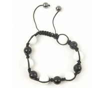 Shamballa armband zwart/wit/antraciet Shamballa armband zwart/wit/antraciet