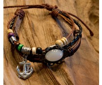 Leren armband met witte steen Leren armband met witte steen