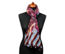 Trendy fantasieprint pareo sjaal rood/roze Trendy fantasieprint pareo sjaal rood/roze