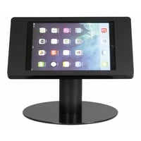 Tafelstandaard voor iPad Air en Air 2; Fino zwarte acrylaat behuizing met slot en voet van zwart gecoat staal