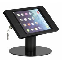 Tafelstandaard voor iPad Air en Air 2; Fino zwarte acrylaat behuizing met slot en voet van zwart gecoat staal