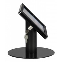Tafelstandaard voor iPad Air en Air 2; Fino zwarte acrylaat behuizing met slot en voet van zwart gecoat staal