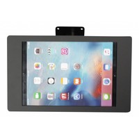 iPad houder zwart voor iPad Pro 12.9; Fino, solide houder voor wand-, tafel montage van gecoat staal met acrylaat behuizing inclusief slot