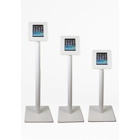 iPad vloerstandaard zwart/zilvergrijs voor iPad Mini 2/3/4; Meglio voor 7 tot 8 inch tablets, stabiele standaard met diefstalbestendige behuizing van zwart acrylaat en voet van zilvergrijs gecoat staal