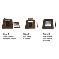 iPad vloerstandaard zwart/zilvergrijs voor iPad Mini 2/3/4; Meglio voor 7 tot 8 inch tablets, stabiele standaard met diefstalbestendige behuizing van zwart acrylaat en voet van zilvergrijs gecoat staal