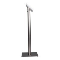 iPad standaard wit/blank staal voor iPad Mini,2/3/4; Meglio voor 7 tot 8 inch tablets, acrylaat cassette op geborsteld stalen stabiele voet