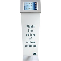 iPad 12.9 vloerstandaard met display, wit, Securo voor 12-13" tablets; diefstalbestendige behuizing en voet van wit gecoat staal