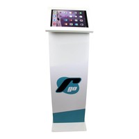 iPad 12.9 vloerstandaard met display, wit, Securo voor 12-13" tablets; diefstalbestendige behuizing en voet van wit gecoat staal