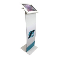 iPad 12.9 vloerstandaard met display, wit, Securo voor 12-13" tablets; diefstalbestendige behuizing en voet van wit gecoat staal