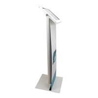 iPad 12.9 vloerstandaard met display, wit, Securo voor 12-13" tablets; diefstalbestendige behuizing en voet van wit gecoat staal