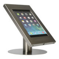 iPad 12.9 tafelstandaard blank staal/RVS, voor iPad Pro 12.9; Securo voor 12 tot 13 inch tablets; diefstalbestendige behuizing en voet van industrieel geborsteld staal