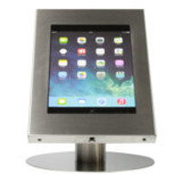 iPad 12.9 tafelstandaard blank staal/RVS, voor iPad Pro 12.9; Securo voor 12 tot 13 inch tablets; diefstalbestendige behuizing en voet van industrieel geborsteld staal