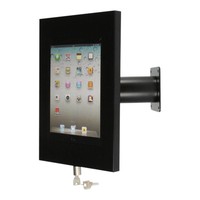 iPad 9.7/10.5 houder zwart, bevestigd aan wand of tafel voor Air, iPad 2017 en Pro 10,5-inch; Securo 9-11 inch; afgesloten behuizing en voet van zwart gecoat staal