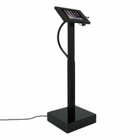 Elektronisch aangedreven in hoogte verstelbare vloerstandaard voor iPads; 9,7-inch en 10,5-inch, Ascento Securo in zwart, met slot
