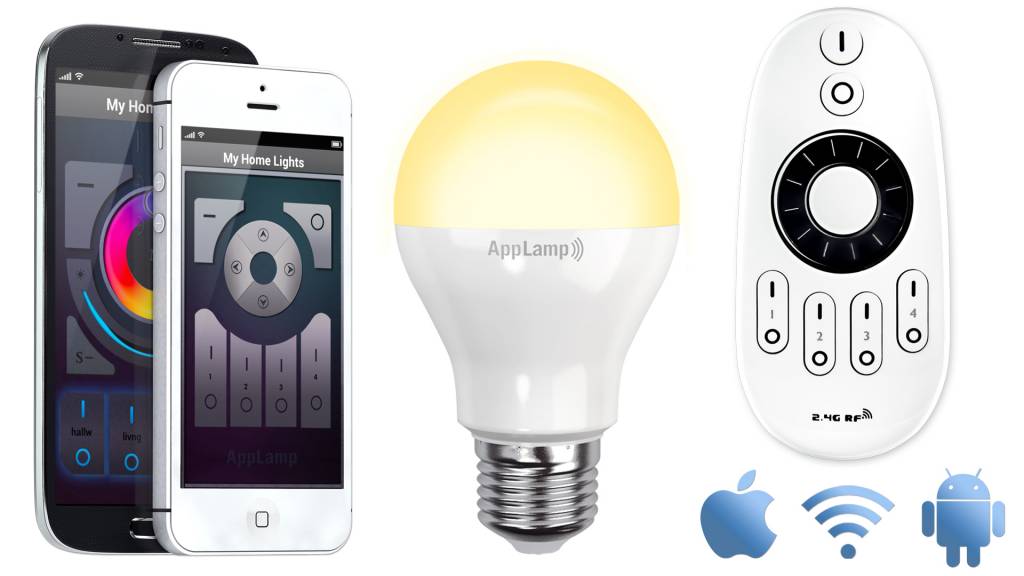 Wifi APP kit met één 6W Dual White LED lamp - APP en remote | AppLamp.nl