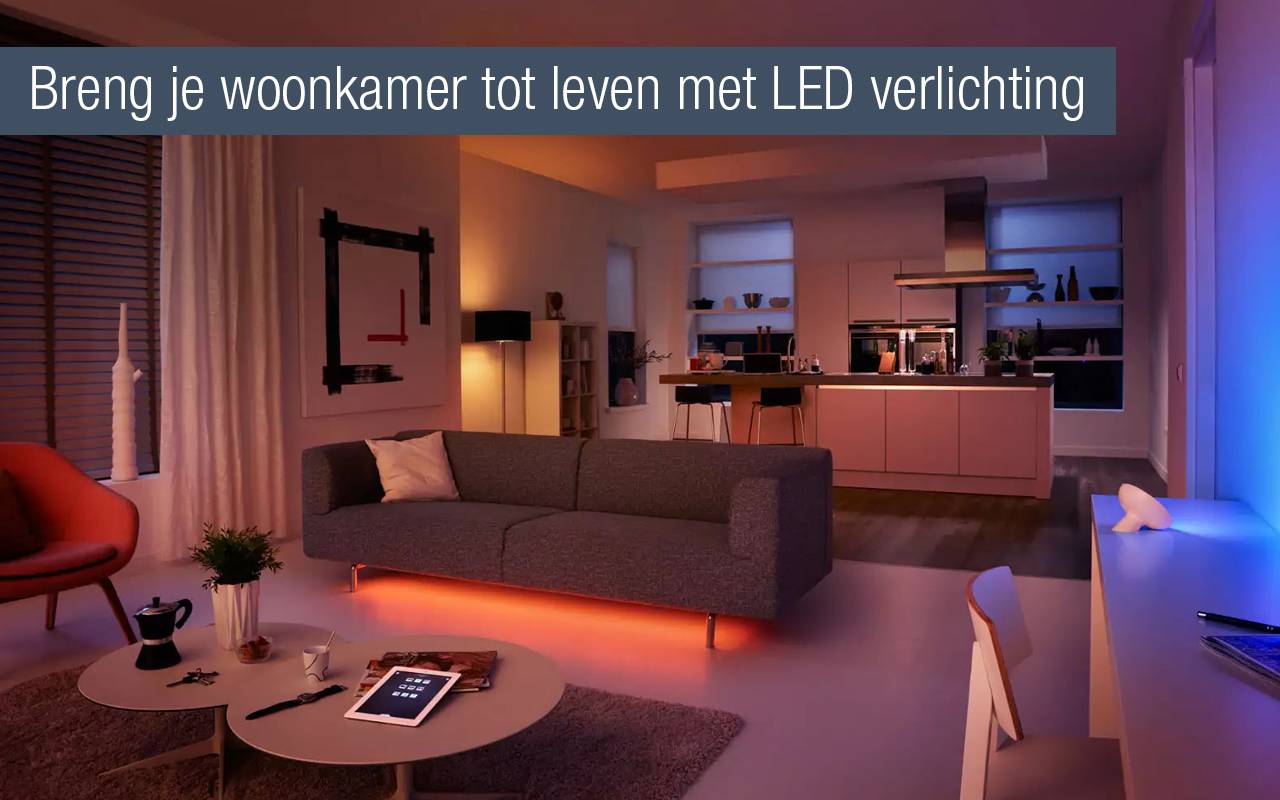 Wi fi led verlichting via app op smartphone, tablet of met ... Woonkamer set kleur