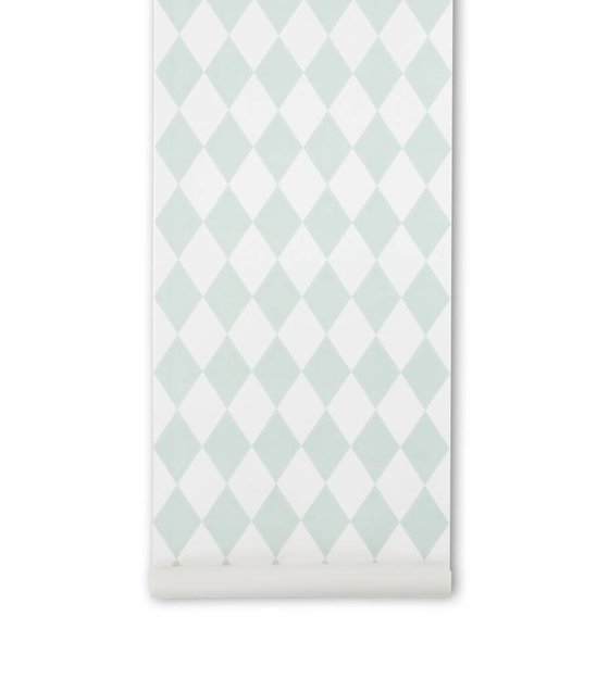 Ferm Living Tapete Harlequin : Ferm Living Tapete Harlequin, mintgr?n/wei?, 10,05×0,53m – lefliving Ferm Living Tapete Harlequin : Ferm Living Tapete Harlequin, mintgr?n/wei?, 10,05×0,53m – lefliving
