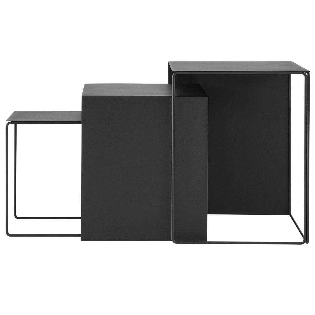 Ferm living couchtisch satz von drei schwarz metall lefliving.de Couchtisch schwarz