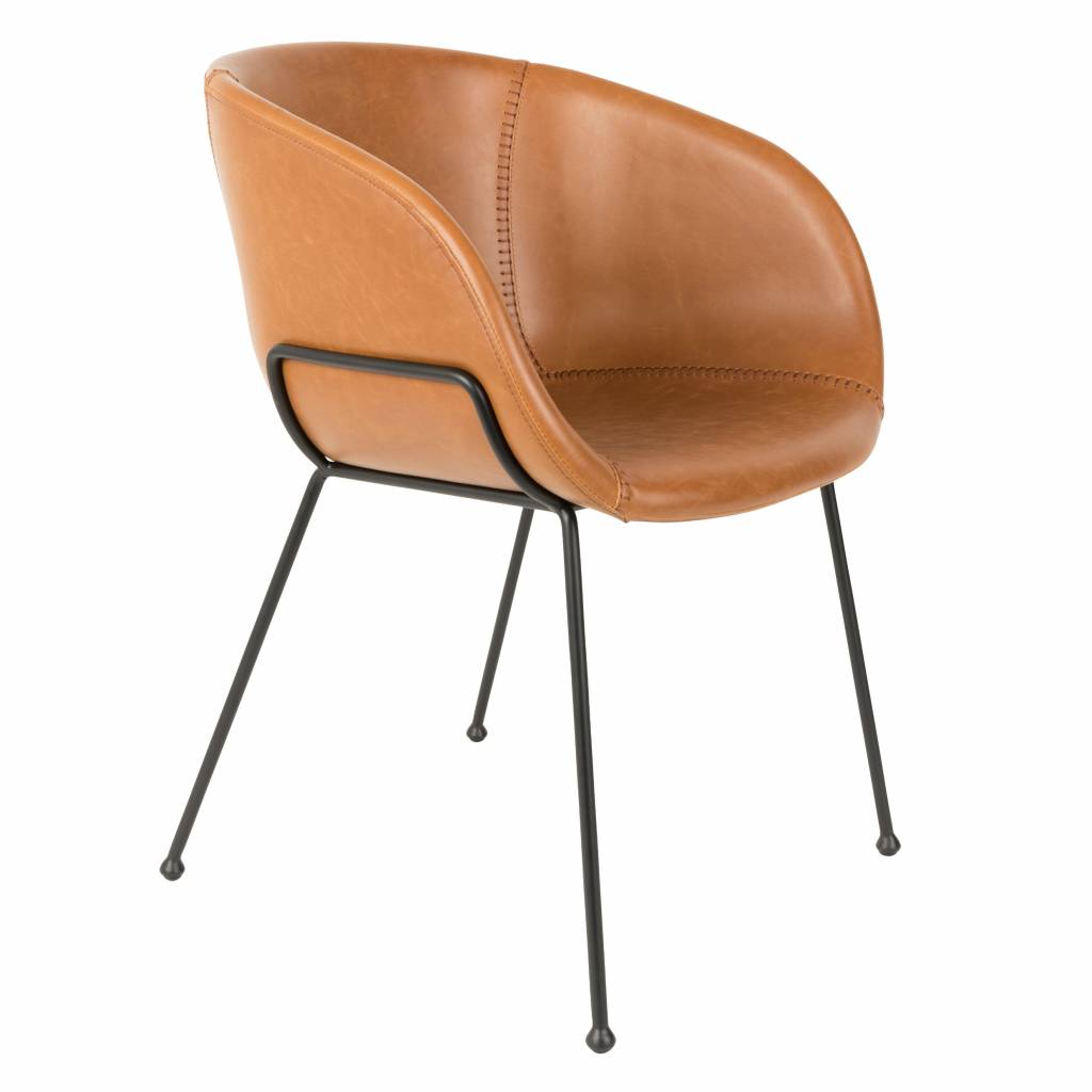 Zuiver spisebordsstol feston brunt læder 54,5x53x88,5cm lefliving.com Spisestuestole læder
