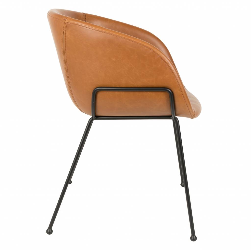 Zuiver spisebordsstol feston brunt læder 54,5x53x88,5cm lefliving.com Spisestuestole læder