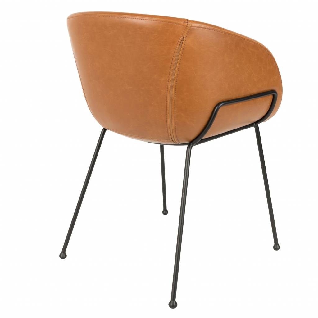 Zuiver spisebordsstol feston brunt læder 54,5x53x88,5cm lefliving.com Spisestuestole læder