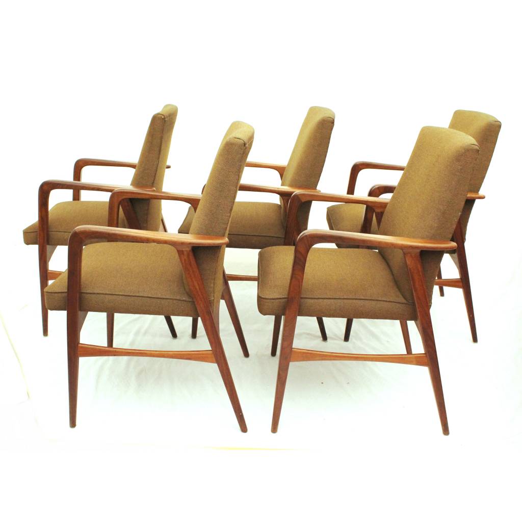 Teakhouten eetkamerstoelen uit de jaren 50 24Vintage Teakhouten eetkamerstoelen uit de jaren 50 24Vintage