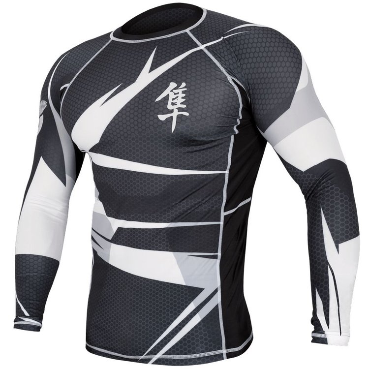 Hayabusa Rash Guard Metaru LS Black White Hayabusa Fightwear