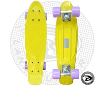 Land Surfer skateboard yellow with pastel purple wheels Land Surfer skateboard yellow with pastel purple wheels