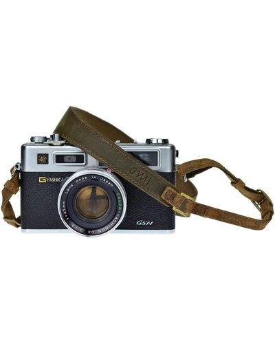 Leren camerariem olijf bruin