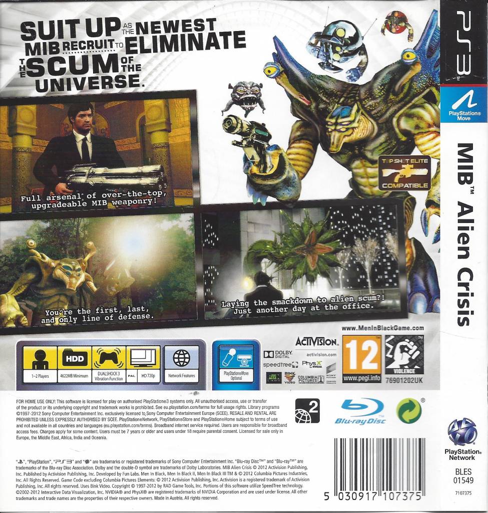 Men in Black Alien Crisis for Playstation 3 PS3 Passion for Games
