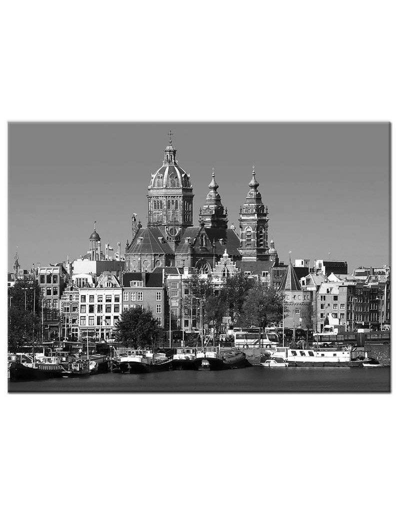 Zwart wit foto amsterdam op canvasdoek my little gallery