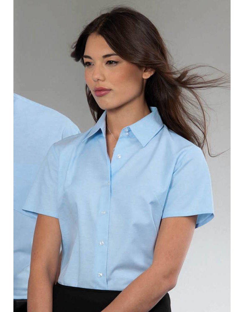 Chemise Rohan Femme Bleu à Carreaux Manches Courtes - Taille 8, Stretch, Boutons Pression