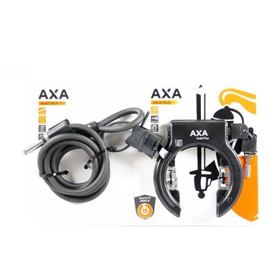 Axa ringslot Solid Plus + Newton Plug-in kabelslot 150 cm