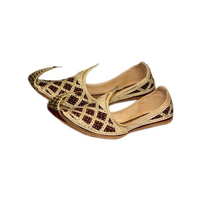 Indian beak shoes - Men Khussa in Gold Red