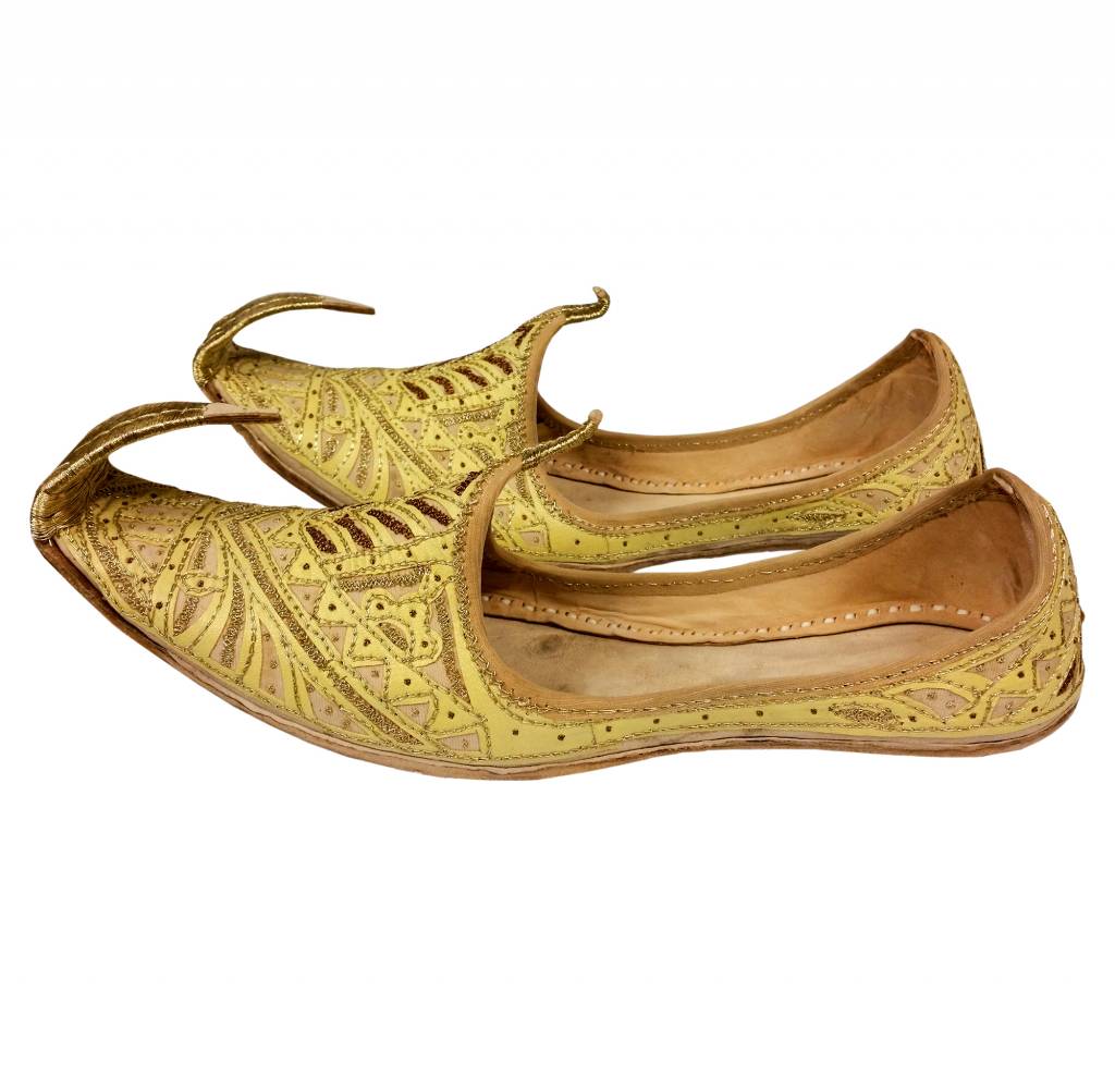 indian beak shoes men khussa in golden colour