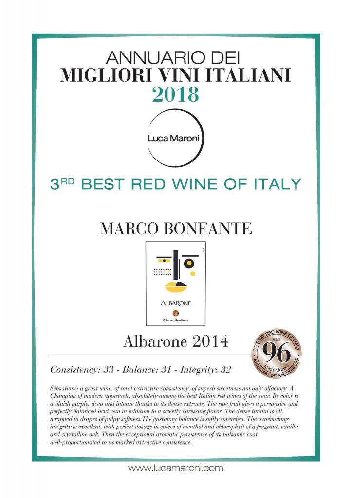 Albarone 2014 door Luca Maroni wederom goed beoordeeld