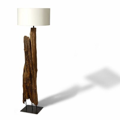 Teak Lampe Fikiri auf Metallfuß