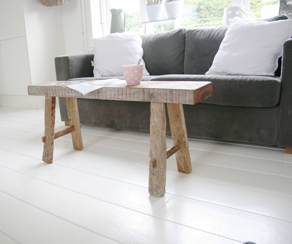 Oud bankje / bijzettafeltje 100cm, bruin label123 Bruin woonkamer