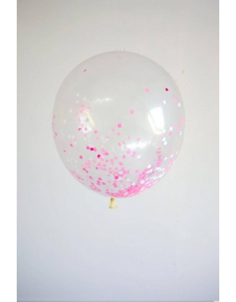 Confetti ballon roze wit, 6 stuks label123