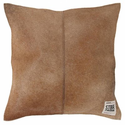 Cushion brown hairy leather 43cm, "natural leather cushion"