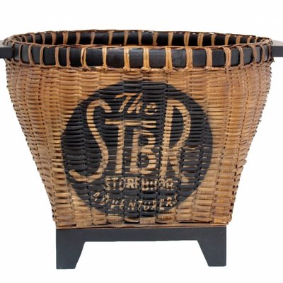 Flower box / Storage box of wicker and wood 47x37cm "wicker basket"