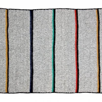 Plaid wol grijs met strepen en franjes180x120cm "woolen throw stripes"