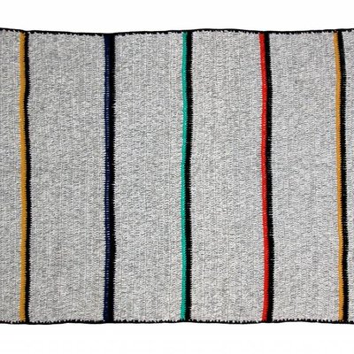 Plaid wool gray with stripes and fringes 180x120cm "woolen throw stripes"