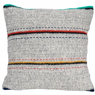 Cushion wool gray with stripes 50x50cm "woolen cushion stripes"