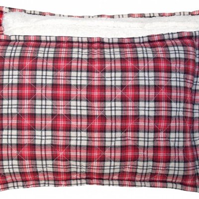 Kussen geruit rood met fleece 40x60cm : red quilted fleece cushion"